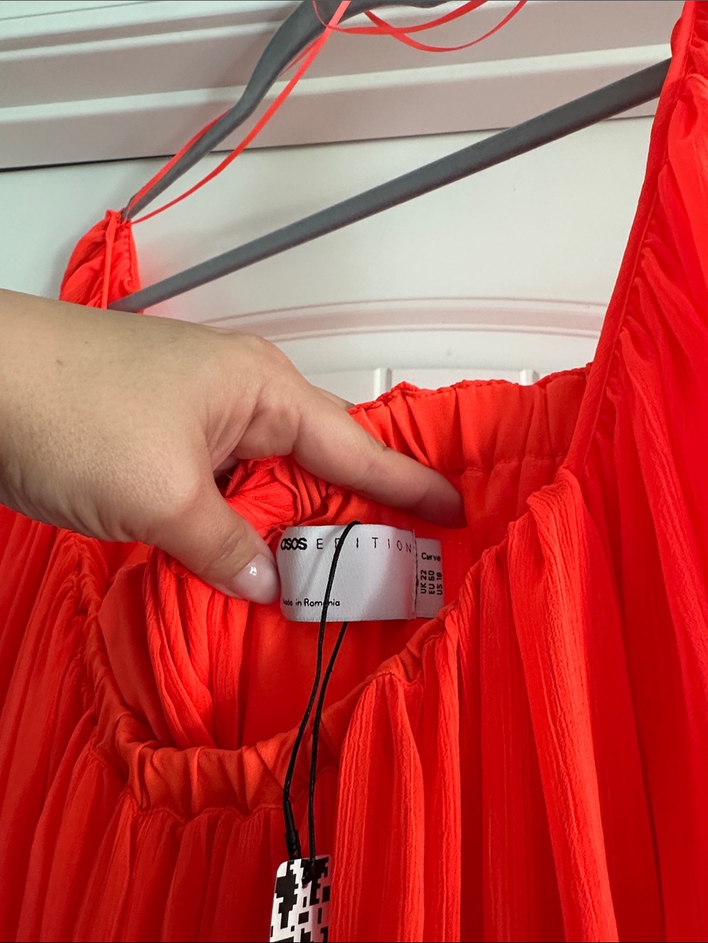 NWT ASOS Edition Curve Chiffon Maxi Dress Neon Coral Size 18 - Picture 6 of 8